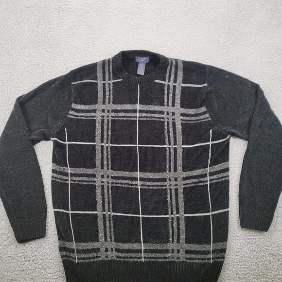 Dockers Sweater Mens Large Black Plaid wool Vintage Long Sleeve Grandpacore - Picture 1 of 12